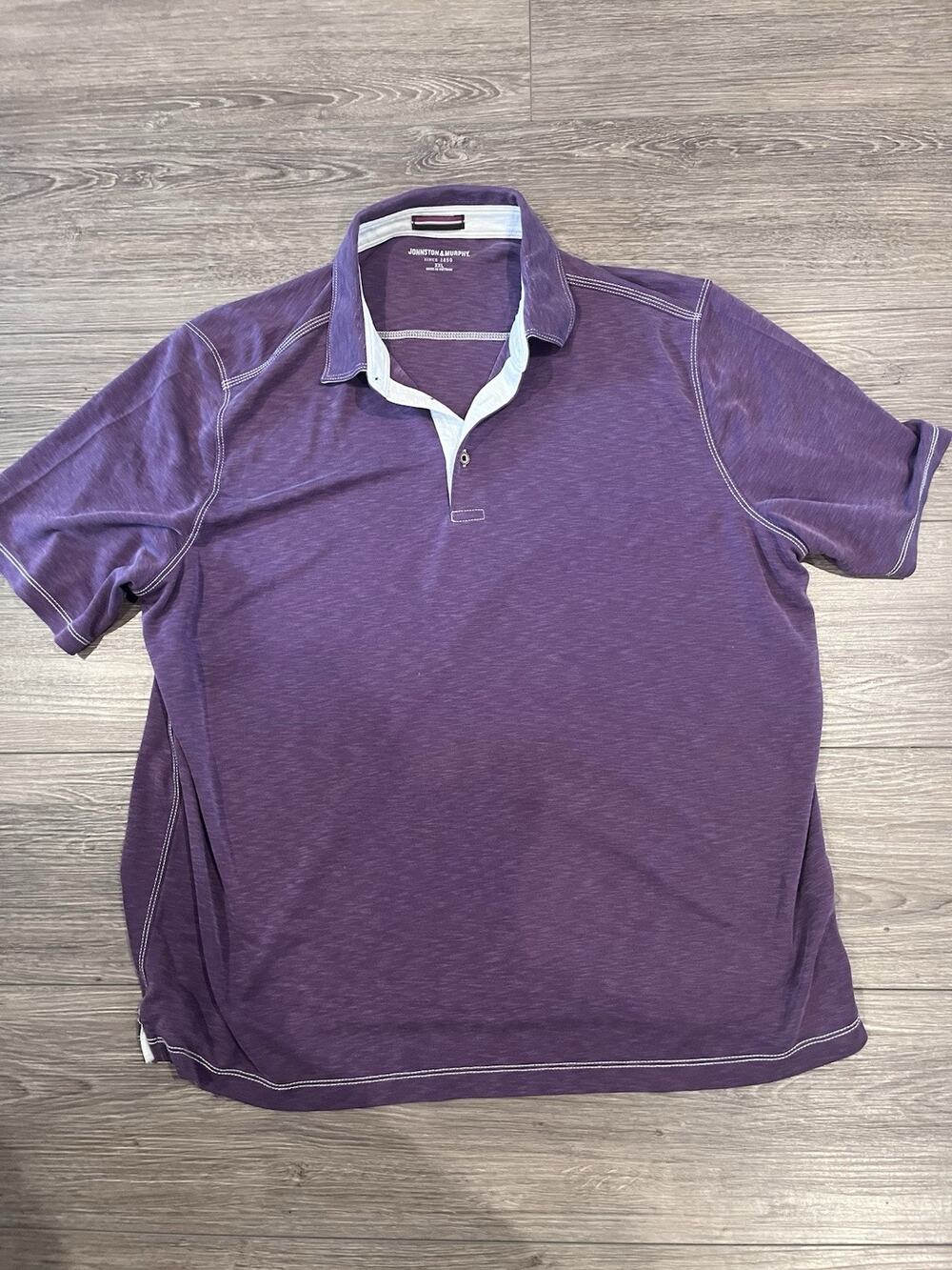 Johnston & Murphy Men’s Polo Shirt Size XXL Purple Short Sleeve Modal Blend